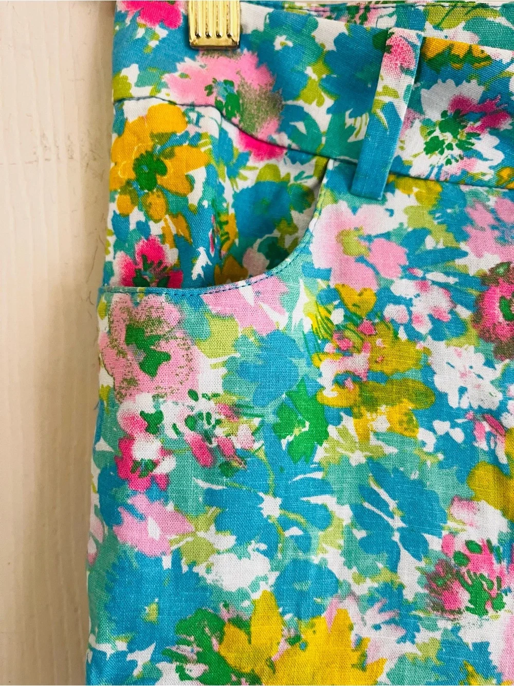 Zara 1960s Linen Mod Floral Cottagecore Hippie Resort Crop Pants M